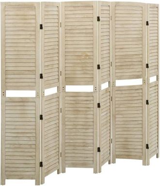 vidaXL Biombo De 6 Paneles De Madera Maciza De Paulownia 210x165 Cm Vidaxl