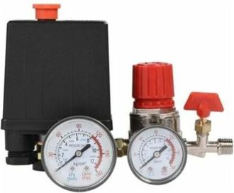 OEM Pressostato Compresor Aire - 0.05 A 1.2 Mpa - Regulador Con Man&oacute;metro De Pl&aacute;stico - Para Compresores Sin Aceite Y De Correa - 1 Unidad
