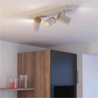 Loops Triple Ceiling Spotlight in White & Brown - LED Bathroom Lighting