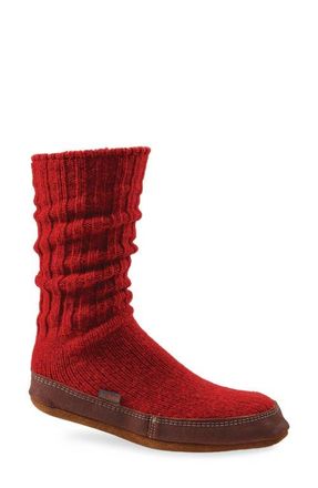 Acorn Gender Inclusive Acorn Slipper Socks in Crimson Rag Wool at Nordstrom, Size Xx-Small