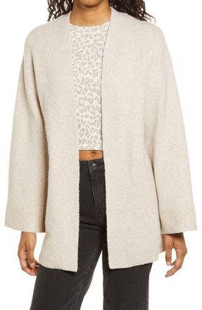 BP. Open Front Cardigan in Beige Oatmeal Light Heather at Nordstrom, Size Medium