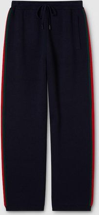 Gucci Stitch Wool Leisure Pants With Web, Size XXXL, Blue, Ready-to-wear