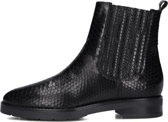 Notre-V Schoenen, Dames, Zwart, 39 EU, Leer, Zwarte Chelsea Boots met Slangenprint
