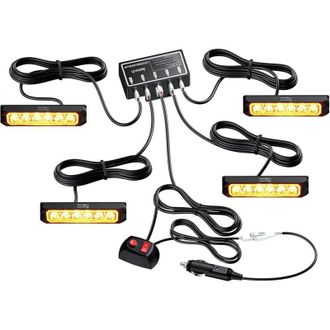 OEM Juego De 4 Luces Estrobosc&oacute;picas Con 6 Led - 8 Modos De Destello - Resistencia Al Agua Ip65 - 12v/24v Para Remolques, Camiones Y Autocaravanas - Insta