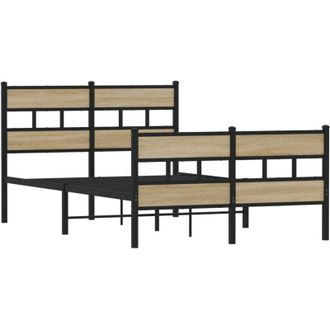 vidaXL Estructura De Cama Sin Colch&oacute;n Metal Roble Sonoma 120x190 Cm Vidaxl