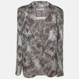 Marina Rinaldi Grey Jacquard Single Breasted Blazer