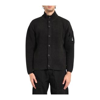 C.P. Company C.P. Company, Cardigans, male, Black, 2XL, Cotton Chenille Button Cardigan
