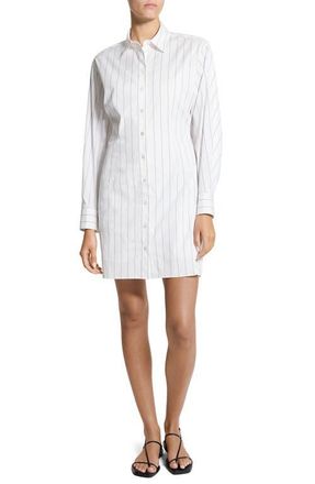 Theory Stripe Cotton Blend Button-Up Shirt in Lavender Multi - Vvo at Nordstrom, Size 12