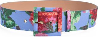 Carolina Herrera Icon Floral Belt in Isle Blue/multi at Nordstrom, Size X-Large