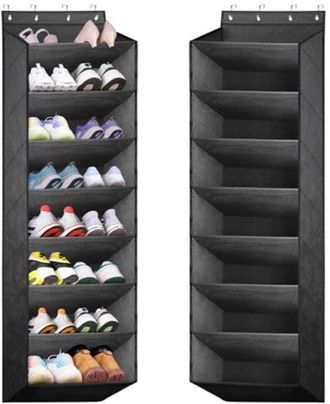 OEM Zapatero Colgante Para Puerta - 8 Compartimentos - Almacenamiento De Zapatos Que Ahorra Espacio - Negro