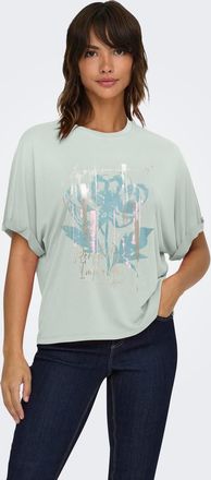 Only T-Shirt ONLY ONLFREE LIFE S/S FOLD-UP TOP BOX JRS, Damen, Gr. XL, jadeite print:free imperfect, Jersey, Obermaterial: 70% Modal, 30% Polyester, bedruc