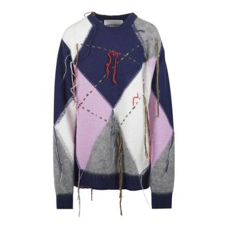 Amaranto Maglia in lana e mohair con frange