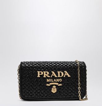 Prada Black crochet shoulder bag with logo