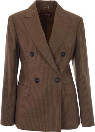 Max Mara Double-Breasted Blazer Tumico - Dames - Blazers - Bruin - M - Wol - Jassen