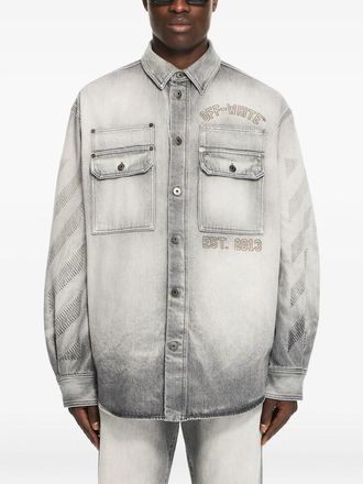 Off-white Diagonal Embroidery Faded Overshirt