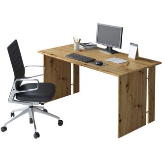 Dmora Scrivania Zibello, Modulabile, Fori Passacavi, Colore Ripiano Marrone, 150x78.2x75h cm Marrone Rovere