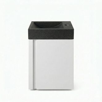 Saniclass Chaci Toiletmeubelset - 40x65cm - 1 deur - 1 kraangat - rechts - fontein natuursteen donker - mat wit