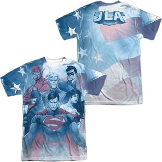 Gildan Justice League of America United (Front/Back Print) Short Sleeve Adult Poly Crew Tee / T-Shirt