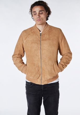 Bolongaro Trevor Mens Real Suede Mikey Bomber Jacket - Beige Leather - Size X-Large