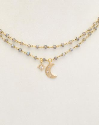 Rachel Reinhardt Jewelry 14K Plated Labradorite Cz Celestial Necklace