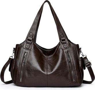 Generic Compatible For Shoulder Bag Temperament Zipper Opening Design Daily Commuter Handbag(Coffee)