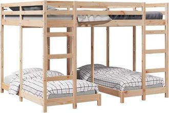 vidaXL Triple Bunk Bed Frame Brown 160 x 200 cm Solid Pine Wood vidaXL