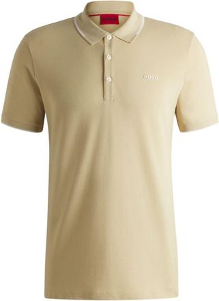 HUGO BOSS Stretch-cotton slim-fit polo shirt with printed logo