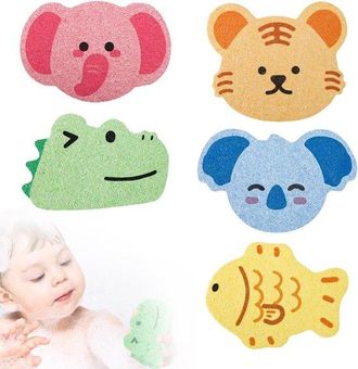 OEM Juego De 5 Esponjas De Ba&ntilde;o Para Beb&eacute;, Esponja De Ba&ntilde;o Suave, Estampado De Dibujos Animados
