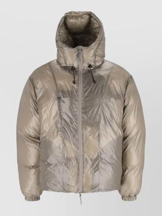 Roa hooded coat shiny finish elastic cuffs