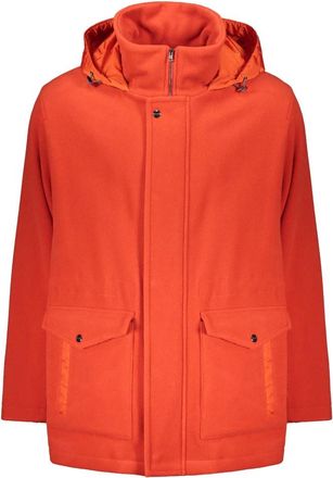Herno Wollen Parka met Technische Stof - Heren - Parka Jassen - Rood - L - Wol - Jassen