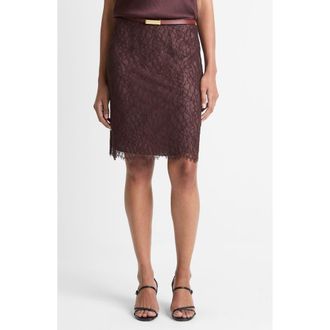 Vince Eyelash Lace Skirt in Fig at Nordstrom, Size 16