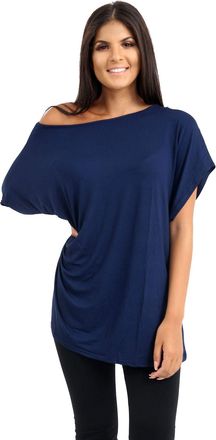 Janisramone Off The Shoulder Tops for Women, Plain Batwing Short Sleeve Oversized T Shirts for Women, Bardot Off Shoulder Top, Casual Baggy T Shirts, Party Wear N
