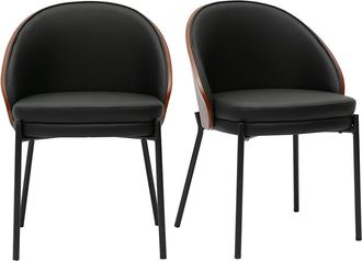 Miliboo Sillas Negras, Madera Oscura Y Metal (lote De 2) Tucson