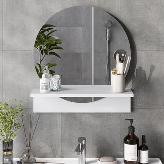 Vicco Espejo De Ba&ntilde;o Elyra, Blanco, 50 X 54.5 Cm Con Estante, Vicco
