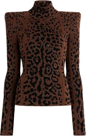 Roberto Cavalli Leopard Print Turtleneck Sweater, Brand Size 40 ( US Size 6 )