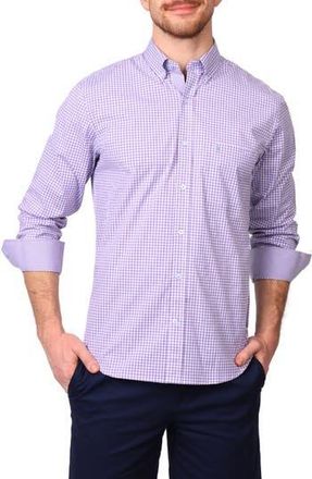 Tailorbyrd Gingham Stretch Cotton Button-Up Shirt in Purple at Nordstrom Rack, Size Medium