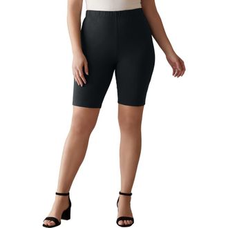 Jessica London Everyday Stretch Cotton Bike Short in Black at Nordstrom, Size 24