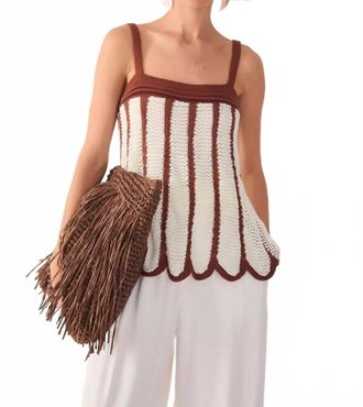 Dress To Bicolor Knitted Top In Cream/brown