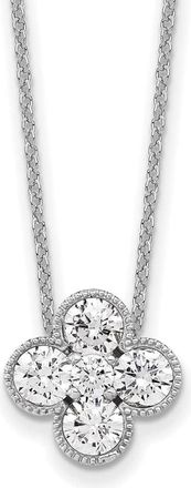 Diamond2Deal 14k Gold 1 Ct Lab Grown Diamond Bloom Floral Pendant Necklace 18
