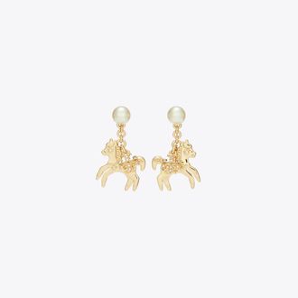 Tory Burch Womens Curiosity Horse Charm Earrings, One Size