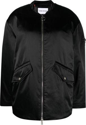 Stand Studio Prim satin bomber jacket - women - Polyester/Recycled Polyester/Polyamide - 38 - Black