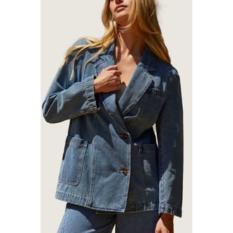 Crescent Double Breasted Denim Blazer Jacket in Denim Blue at Nordstrom, Size X-Small