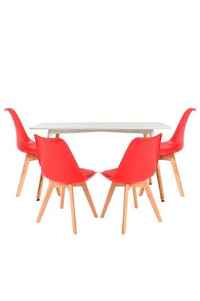 Regalos Miguel Regalos Miguel - Conjuntos De Mesa Y Sillas - Conjunto Mesa Tower Rectangular 120 X 80 Cm Blanca Y Pack 4 Sillas Synk Basic - Rojo