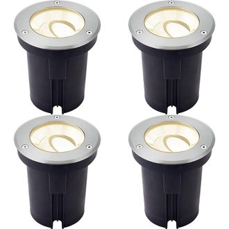 Loops 4 PACK Stainless Steel IP67 Ground Light - 13W Warm White LED - Tilting Head in Metallics