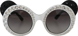 Dolce & Gabbana DG4325BM White Black Acetate Crystal Shades Womens Sunglasses (Pre-Owned)