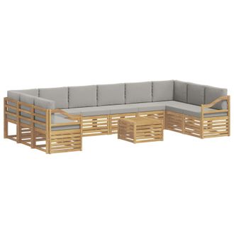 vidaXL Conjunto De Sof&aacute;s De Exterior 11 Pcs Blanco Y Gris Claro Vidaxl