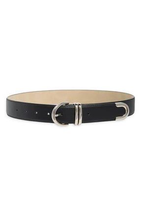 Steve Madden Feathered Edge Faux Leather Belt in Black/Silver at Nordstrom Rack, Size X-Large