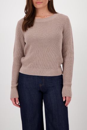 Monari Strickpullover MONARI Pullover Basic Lurex, Damen, Gr. 38, truffle, Strick, Obermaterial: 93% Baumwolle, 7% metallisierte Fasern, unifarben, regular f
