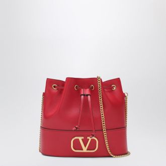 Valentino Garavani Vlogo Red Leather Bucket Bag