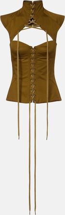 Alexander McQueen Cutout lace-up cotton corset top